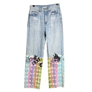 BDG Urban Outfitters Cowboy Jean Light Tie Dye doberman dog y2k indie sleaze 90s